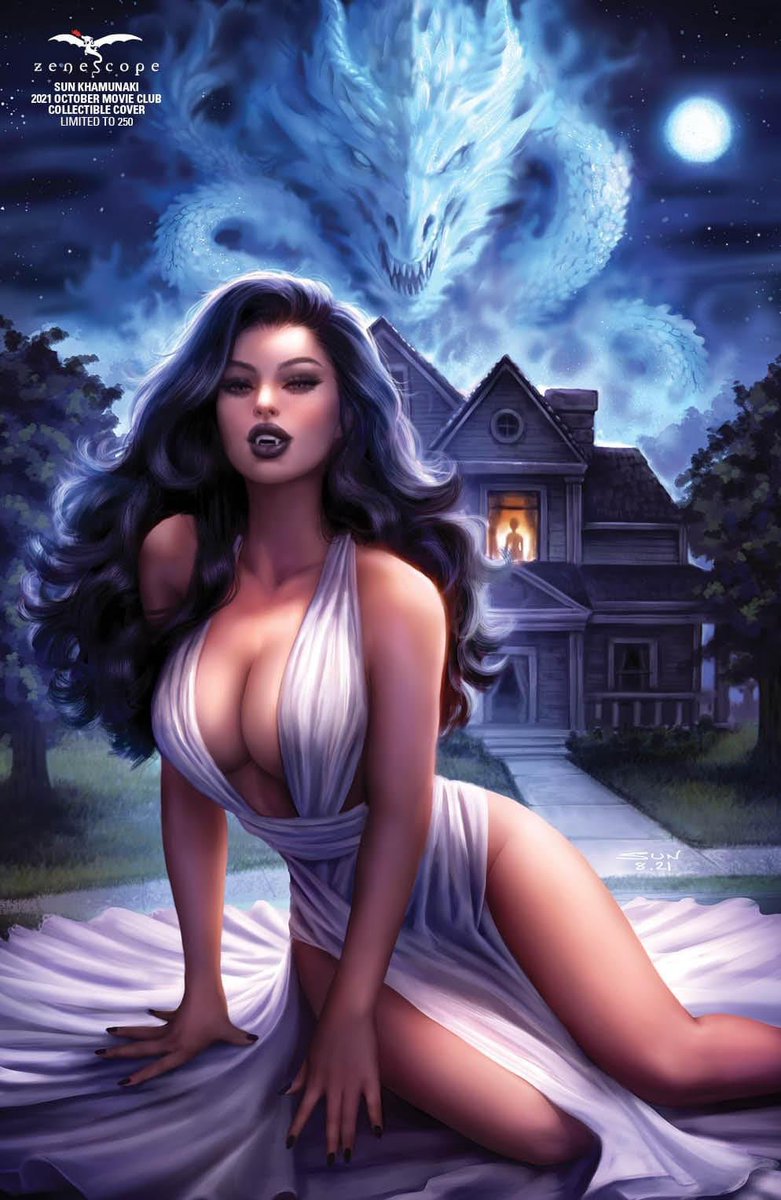 SunKhamunaki's tweet photo. In case you missed it, here’s my #frightnight1985 homage cover for the monthly movie club with @zenescope! 🧛🏻♀️🍿 https://t.co/mMt39UMUTt