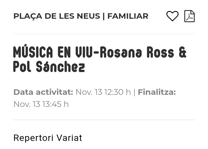 MezclateConmigo's tweet photo. Dissabte 13 de novembre a partir de les 10:30 i fins el migdia a la pl. de les Neus tens aquestes propostes per infants i adults. T'animes? @firadenovembre_ @VilanovaTurisme @JaumeBarri #rosanaross #polsanchez #familiar https://t.co/68rJIUGbdS