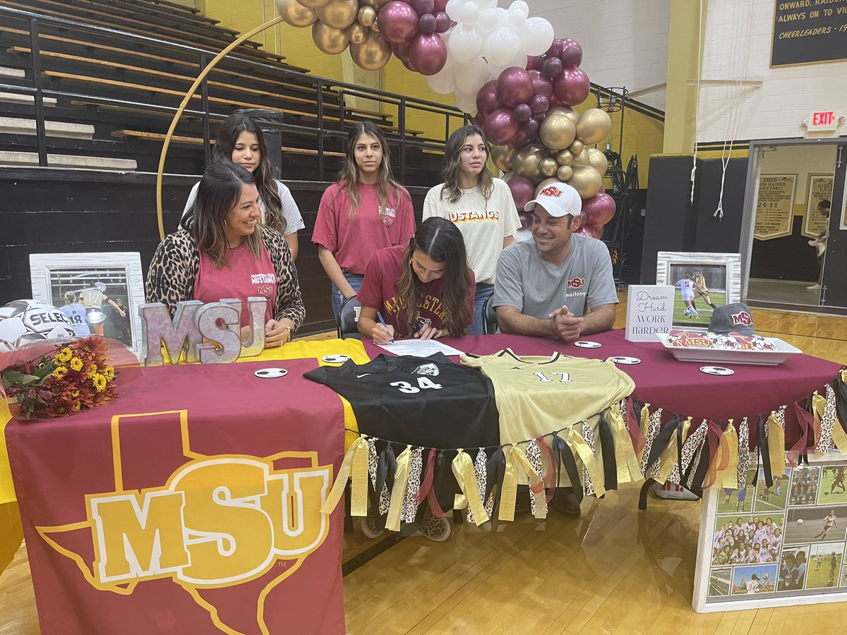 It’s a packed #nationalsigningday at Rider for girls’ soccer! 
Lily Dodson: Stephen F Austin
Samiara Timmons: Culver-Stockton College
Ruth Vasquez: SWOSU
Jadyn Lopez: <a href="/MSUMustangs/">MSU Mustangs</a> 
<a href="/ROHOathletics/">Rider Athletics</a>