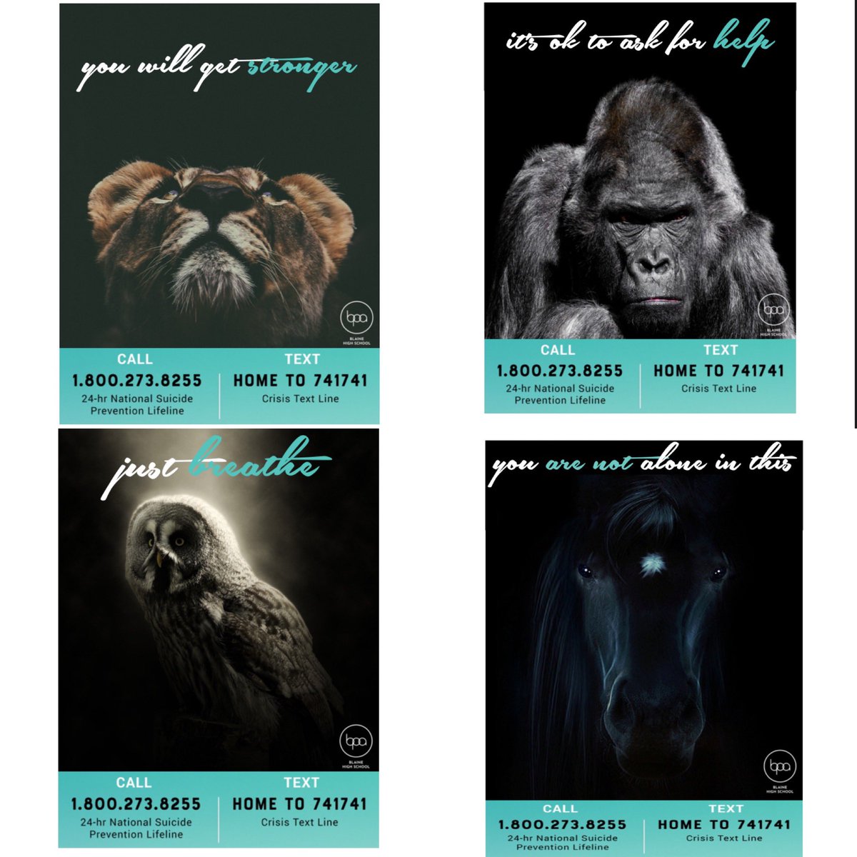 blainebpa's tweet photo. We teamed up with our admin & district mental health to design posters that are now displayed throughout our school so students knew they have support & are not alone.
#bpasocialweek #bpaallday #gobeyondyourlimits #bpacares #WellnessWednesday @National_BPA @mnbpa @region4BPA https://t.co/BckZMPvwe3