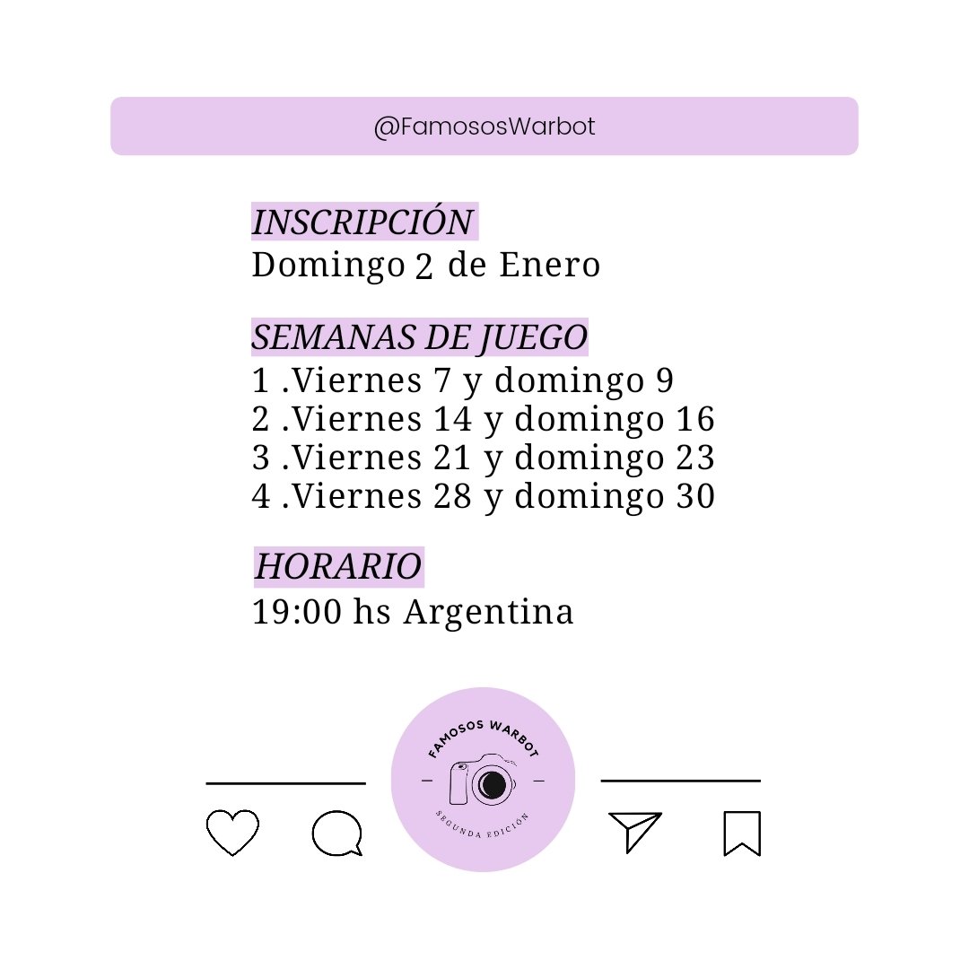 FamososWarbot's tweet photo. Como no le prestaron atención a las fechas en los videos se la dejamos por escrito 💜 https://t.co/xvIRmfuxnr