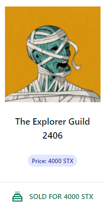 ArtOnStacks's tweet photo. Oh yeah, and ALSO π
HIGHEST SALE for #TheExplorerGuild
#2406 SOLD for 4000STX! π₯³
Congrats all around and as always
Check https://t.co/8ATS8V19OK for more π₯ https://t.co/BnKwV75Anf