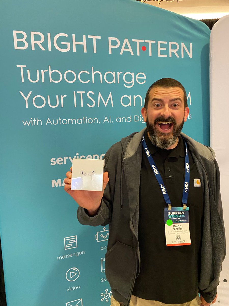 BrightPatternUS's tweet photo. Thank you @ThinkHDI for a great convention, and congratulations to our prize giveaway winners! See you next Support World!
#ITSM #ESM #ITSMsoftware #ESMsoftware #BrightPattern #SupportWorld #SWL2021 #HDI #SupportWorld #SupportWorldLive #SupportWorldLive2021 https://t.co/T9iJFzs76A