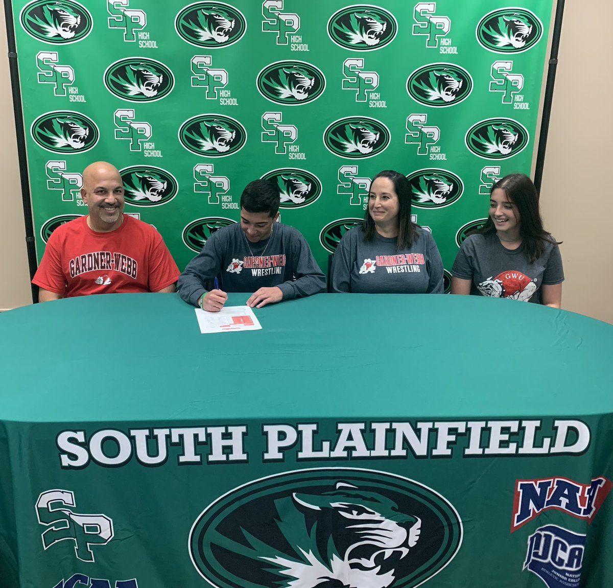 Congratulations to Jeffrey Jacome and his family. He signed his NLI to wrestle for D1 Gardner-Webb University. <a href="/SPHSPrincipal/">South Plainfield HS</a>