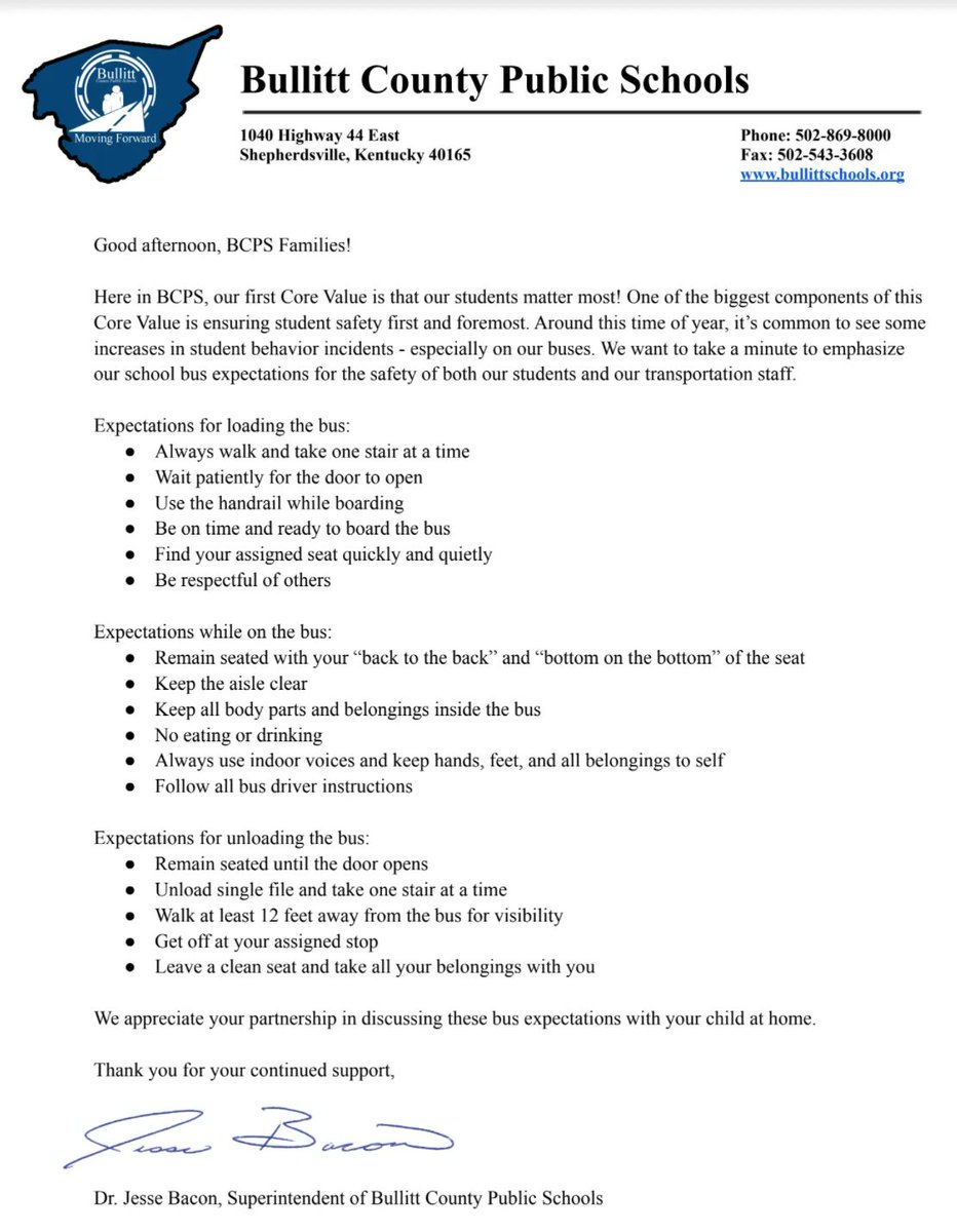 Please see this important message regarding expectations for students using BCPS transportation services.