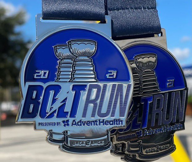 GrowEventsEDI's tweet photo. It’s not too late! Register online now for the 21st annual Bolt Run⚡️present by @AdventHealth and collect your Back-to-Back Stanley Cup inspired finisher's medal as you cross the finish line @AmalieArena!🏅

Register ➡️ https://t.co/2XQY5t94RO https://t.co/CvYaaIneUb