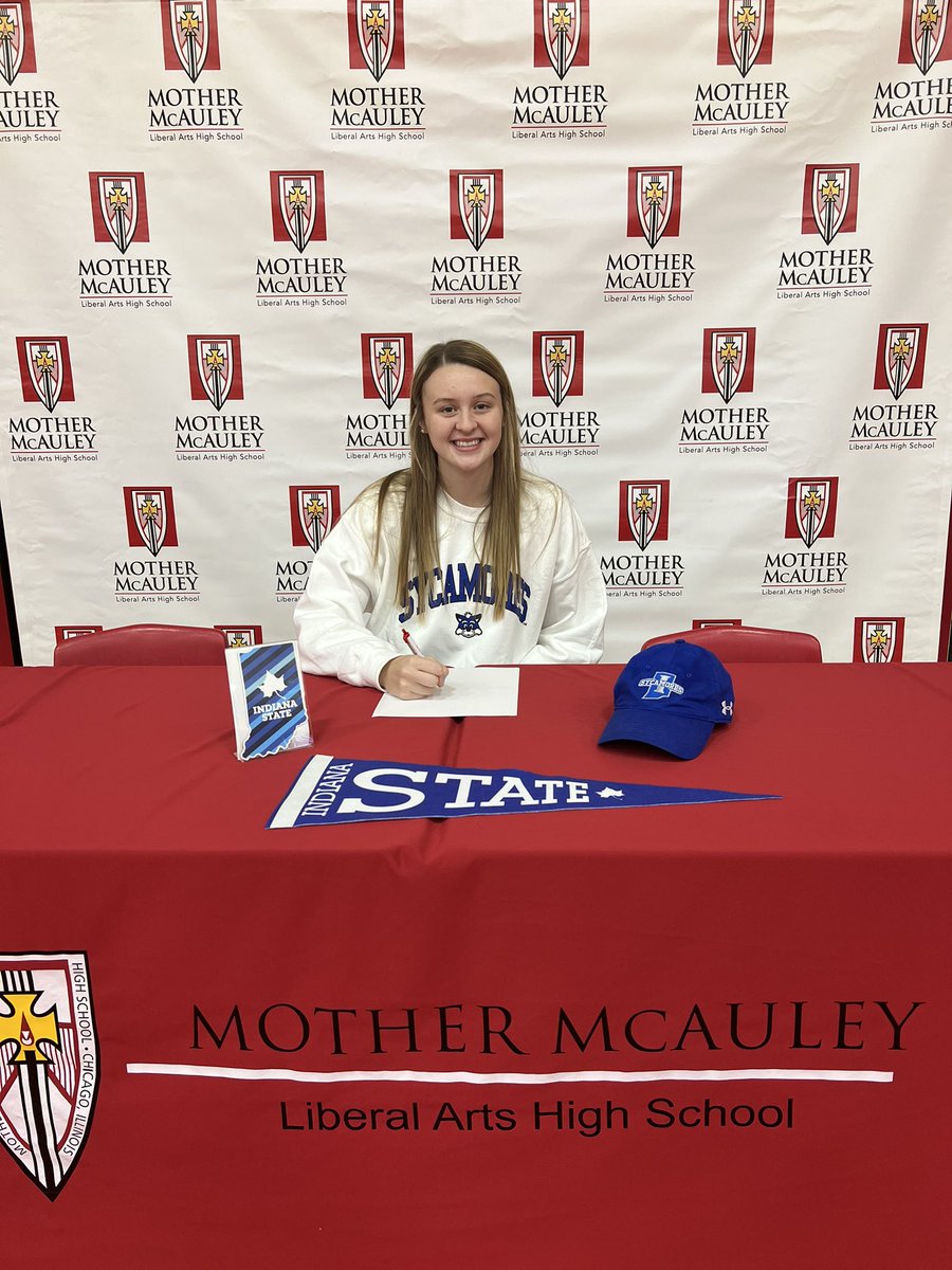 McAuleyMacs's tweet photo. Congratulations to Bella Finnegan’22 who signed her letter of intent to play basketball for @indianastate! We are MIGHTY proud! #signingday https://t.co/NRtmeeSUlC