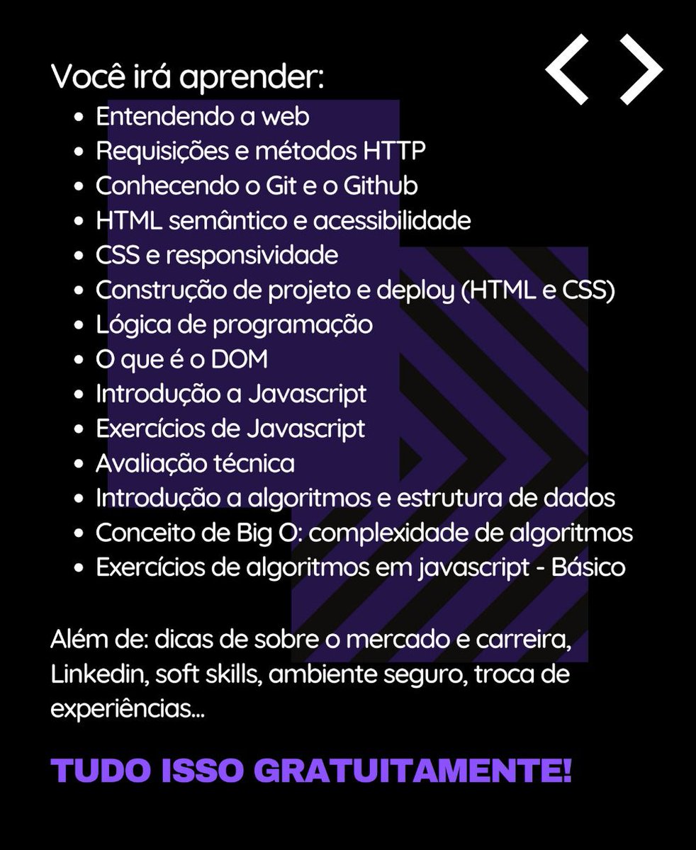 OII MANAAAAS, A MENTORIA TÁ DE VOLTA!

Se vc é mulher e/ou LGBTQIA+, deseja aprender do básico e está perdida, essa é a oportunidade :)

Envie seu interesse nesse form: forms.gle/mWu4dp4YaSfMUf…