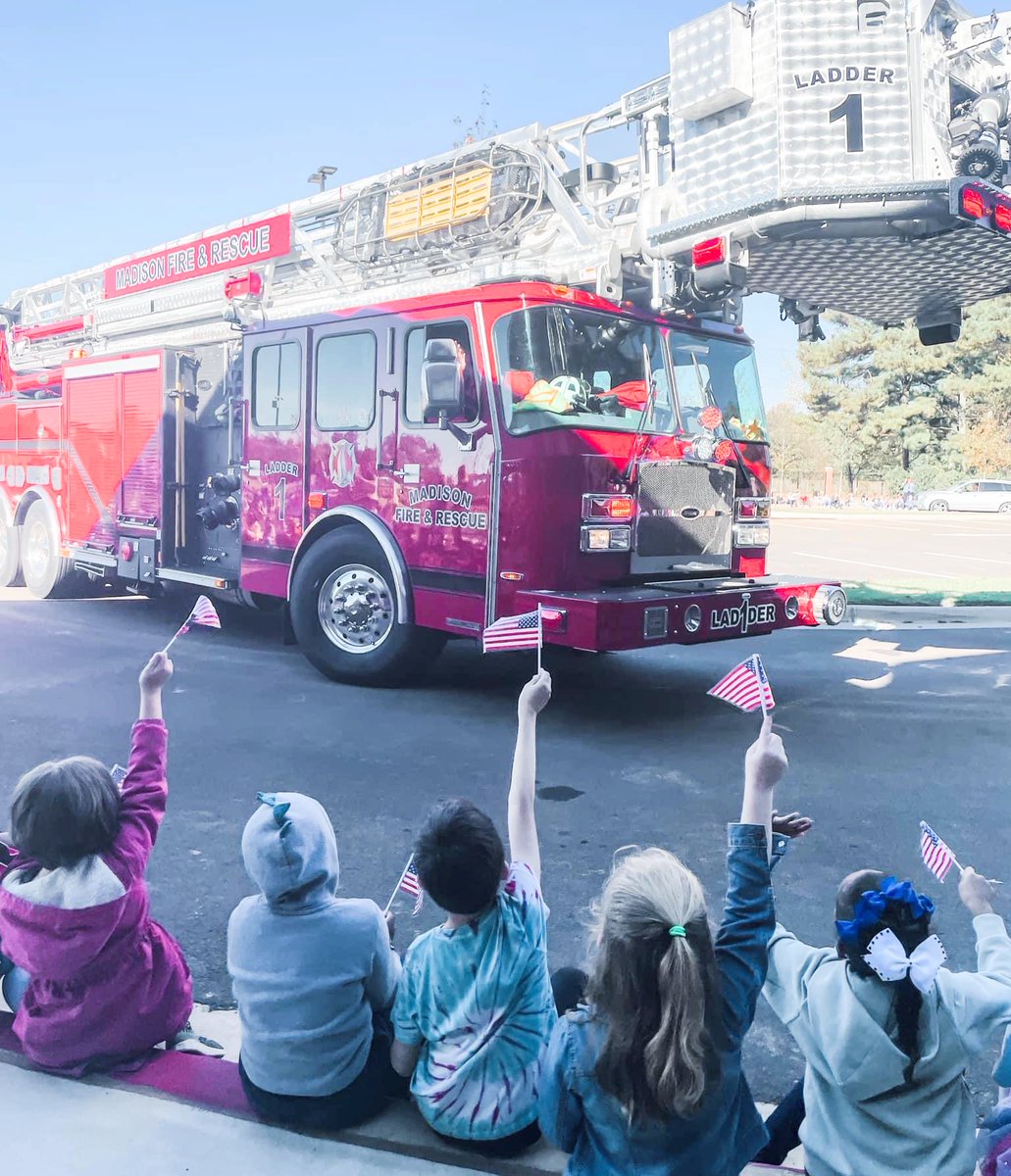 Veterans Day tributes were on full display today at schools throughout Madison City Schools. Parades, honor walls, &amp; poster-lined car lines were among the observances saluting our veterans. Pictured are events at Columbia, Heritage, Rainbow and Midtown elem schools. #mcslearn