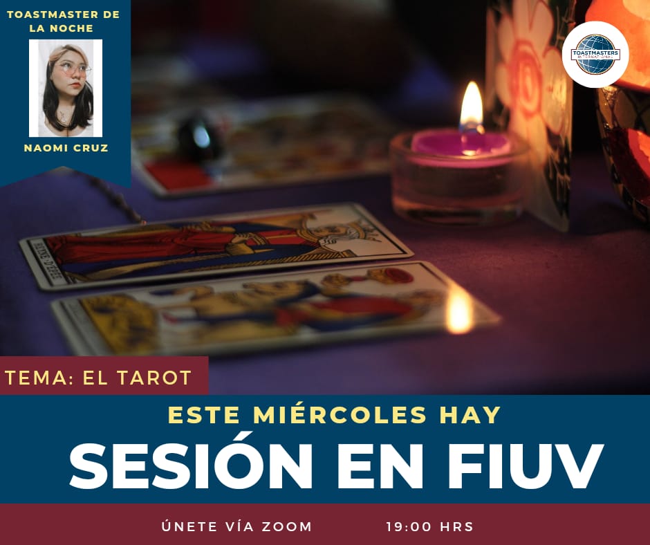 TMFiuv's tweet photo. Esta noche veo en tu futuro una sesión muy interesante, acompáñanos a conocer el tarot de la mano de nuestra Toastmaster, Naomi Cruz

Está noche  a las 19:00 CDMX🗣️

⬇️Link de la sesion⬇️
https://t.co/ekPRhni5os

#toastmastersinternational #toastmastersFIUV https://t.co/i5UsPd3HOz