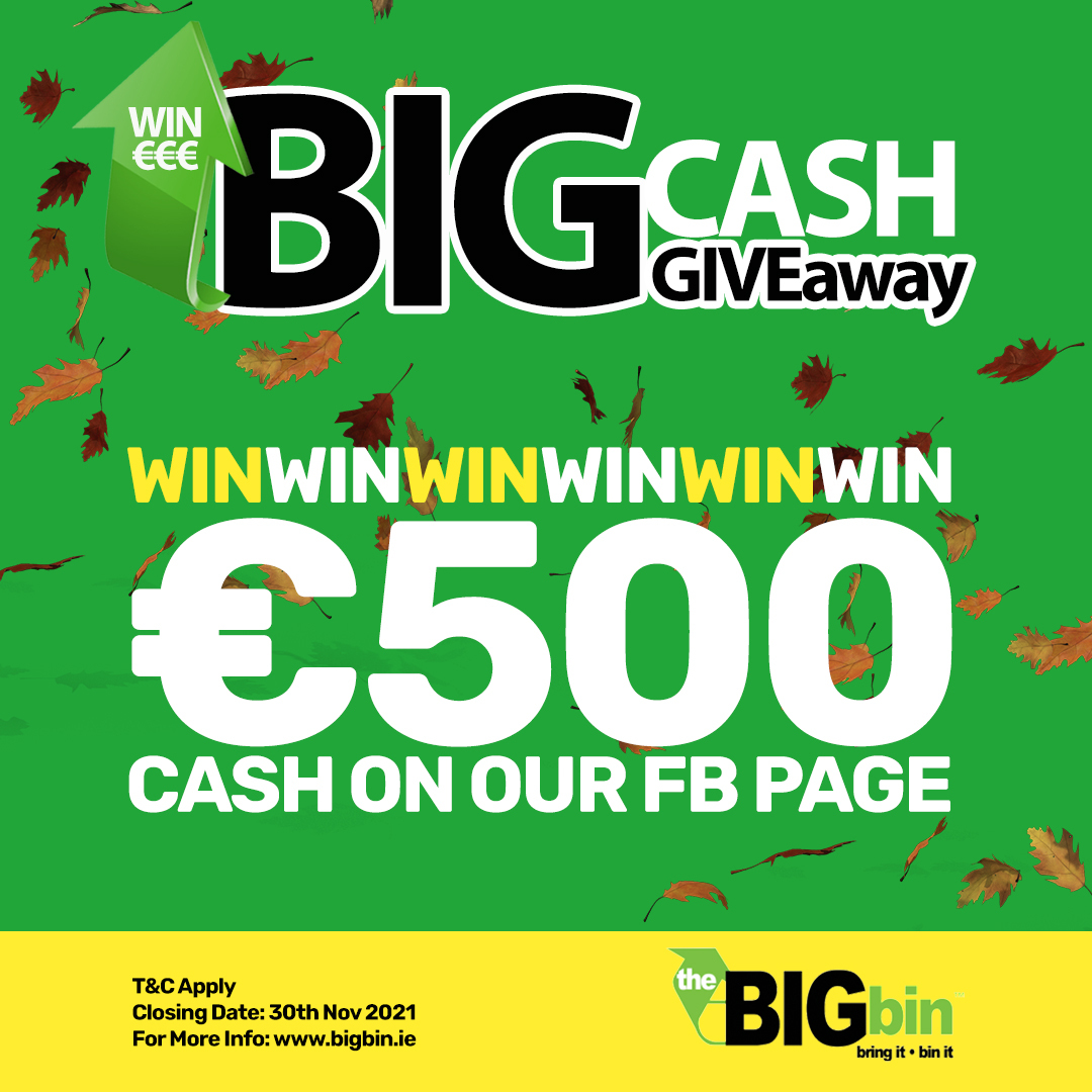 TheBIGbin1's tweet photo. And we roll again.... BIG CASH GIVEaway for November is now open on the #BIGbin Facebook Page.

@tocofirst @Ross_hanley @Deisesupes @doc2251 @CaseyGames @KollectIE @MyWasteIreland @johnkollect @HegartyJohn82 @ianlucey https://t.co/JXaDpTZfNL