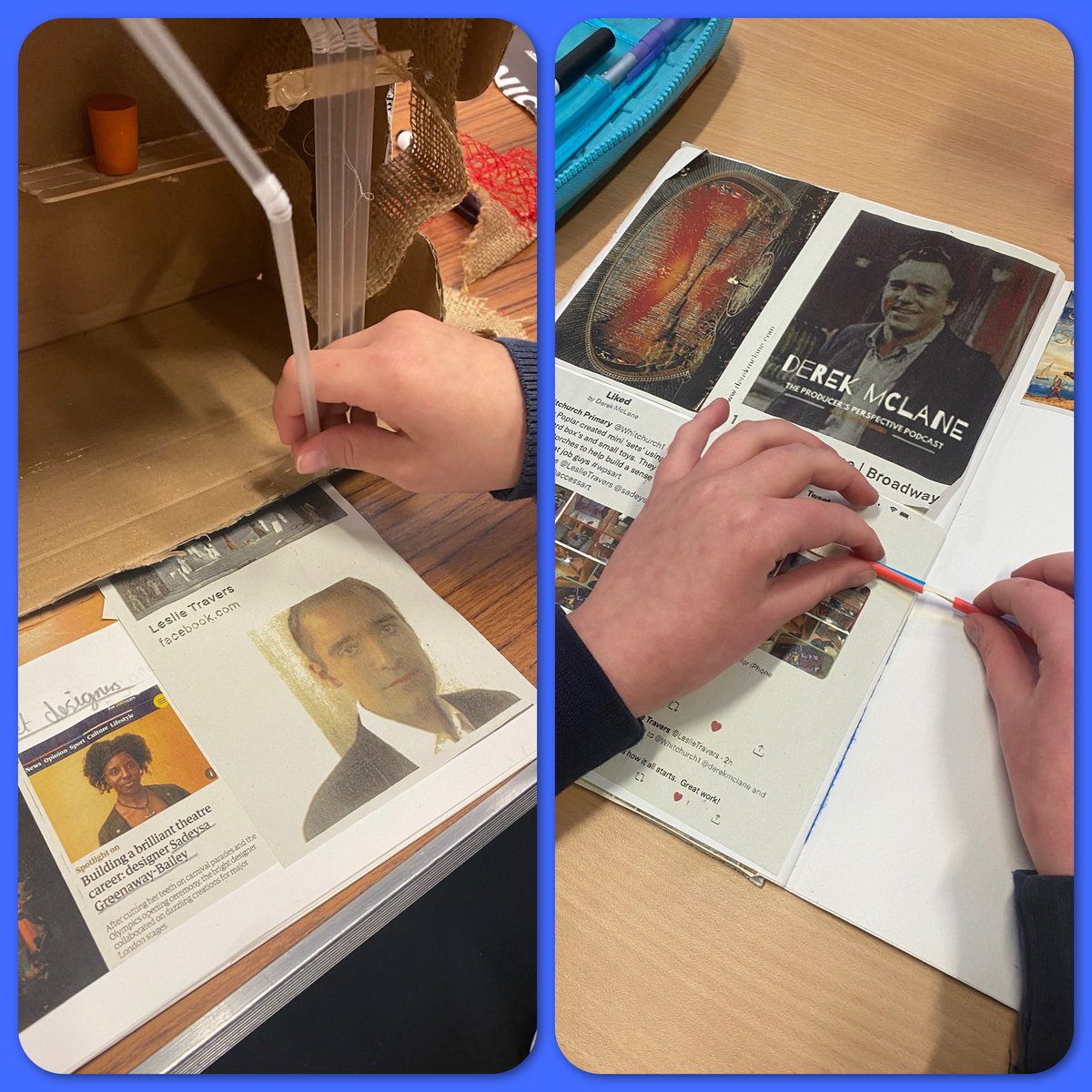 Whitchurch1's tweet photo. Y5&6 have been looking at some inspirational set designers and are now creating their own sets based on parts of the books they are reading in class #Malamander #secretsofasunking #wpsart @derekmclane @LeslieTravers @sadeysa @CharBurtLX @accessart @ThomasHTaylor @emmac2603 https://t.co/yMHXIholMJ