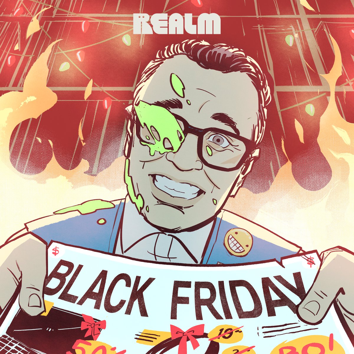 RealmMedia's tweet photo. When demons from hell and their zombie minions attack the Mart Club, Bob and his coworkers must find a way to defeat them before the holiday crowd descends.

#BlackFriday starring Fred Armisen and written by @authoreacopen premieres November 22nd!

🛒https://t.co/WxUrU8RIwq🛒 https://t.co/j1vhm7XWs2