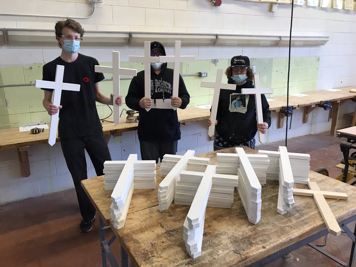 Grade 9 Exploring Technologies students and <a href="/MeredithMarch/">Meredith March</a> Art class <a href="/LCVIinfo/">LCVI Spartans</a> teamed up to make crosses for Kawartha Lakes’ cemeteries to honour our fallen heroes.