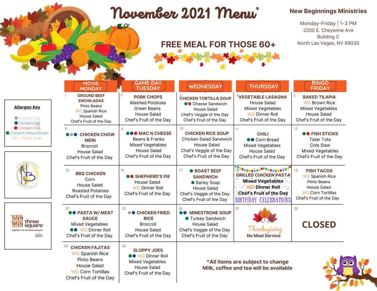 threesquareLV's tweet photo. Seniors 60+ and their spouses can receive a free meal at New Beginnings Ministries! For details and to find out what's on the menu 🍽️, please refer to the flyers below. 

Anyone under 60 is welcome to enjoy a meal for $3. For transportation, call Meicha Galloway at 702-583-8009. https://t.co/navsD5BR1Y