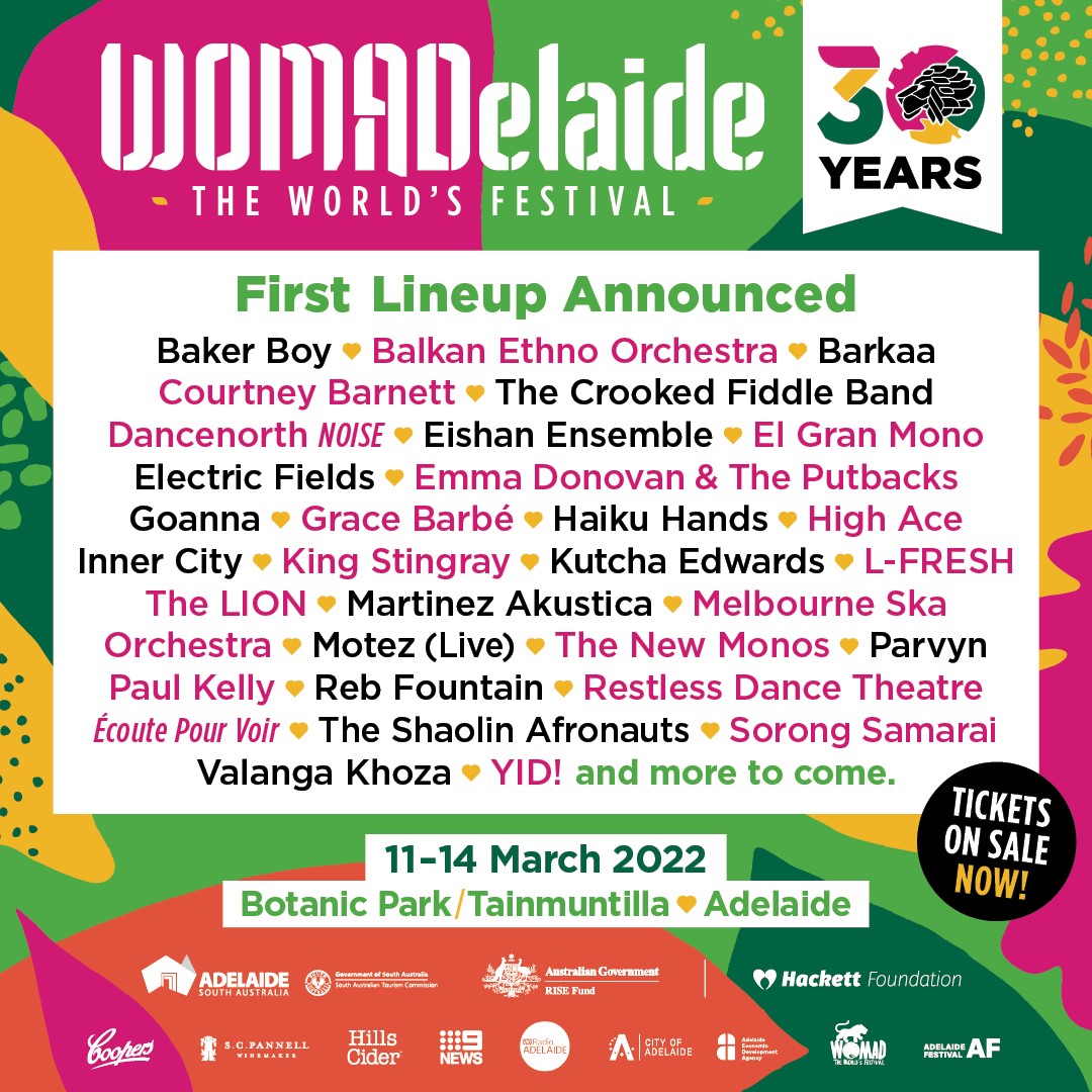 We're super excited to be back at @WOMADelaide 2022. 😎 What fine company we are amongst. Now who's coming?! You ready to DANCE? 🎺🔥