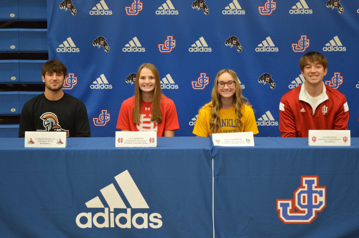 Congratulations to our 4 seniors on their commitments to continue their academic and athletics careers in college! 

Carson McNulty - <a href="/INTechBaseball/">Indiana Tech Baseball</a> ⚾️
Lily Ernstes - <a href="/HanoverWBB/">Hanover Women’s Basketball</a> 🏀
Kali Thompson - @FCGrizWBall 🏀
Jacob Vogel - <a href="/IndianaBase/">Indiana Baseball</a> ⚾️