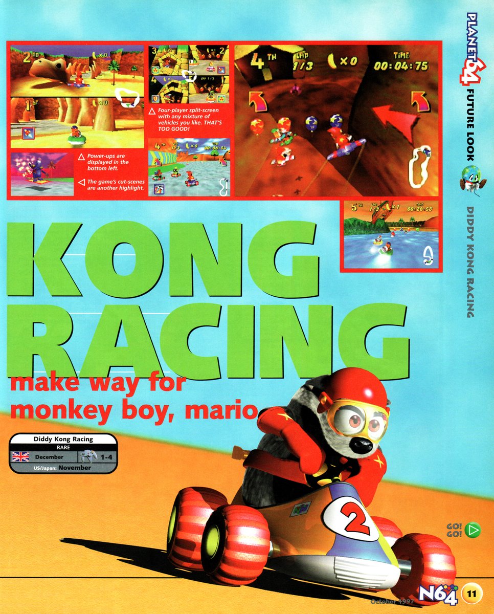 PSH_artarchive's tweet photo. @OoPAvgm From the same magazine, but a very different game. #DiddyKongRacing, of course. This one was a bit trickier than it looked like. https://t.co/ITC19eLzqg