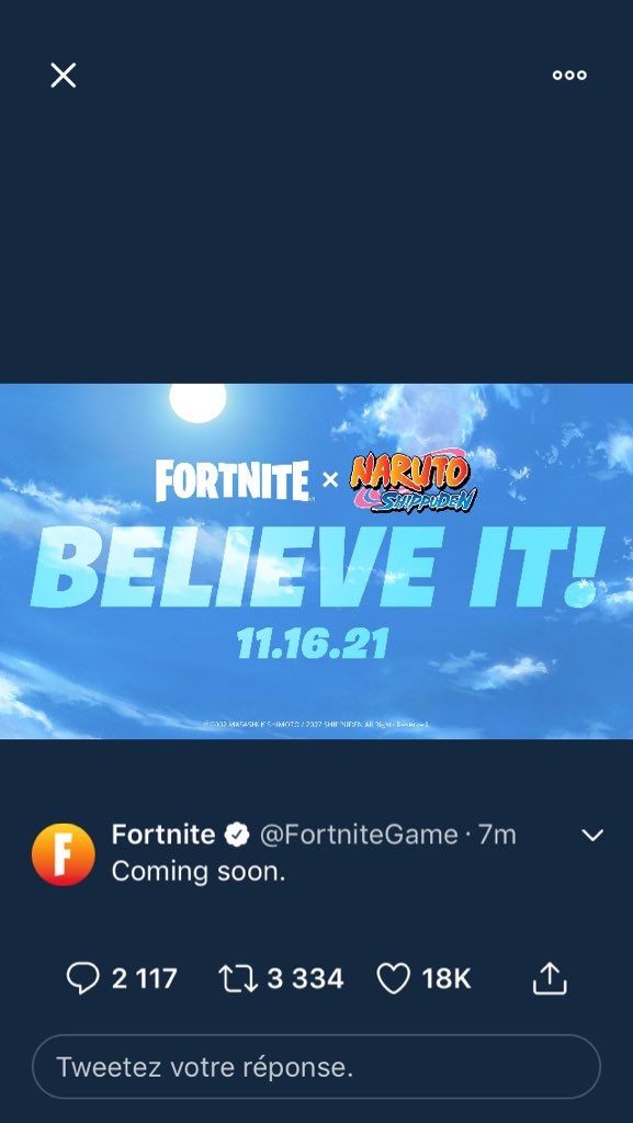 SlashBadd's tweet photo. Collaboration confirmé entre naruto x fortnite (théorie) maj 18.40 le 16 novembre la sortie de naruto peut être le boss https://t.co/t8OwHpZfFa