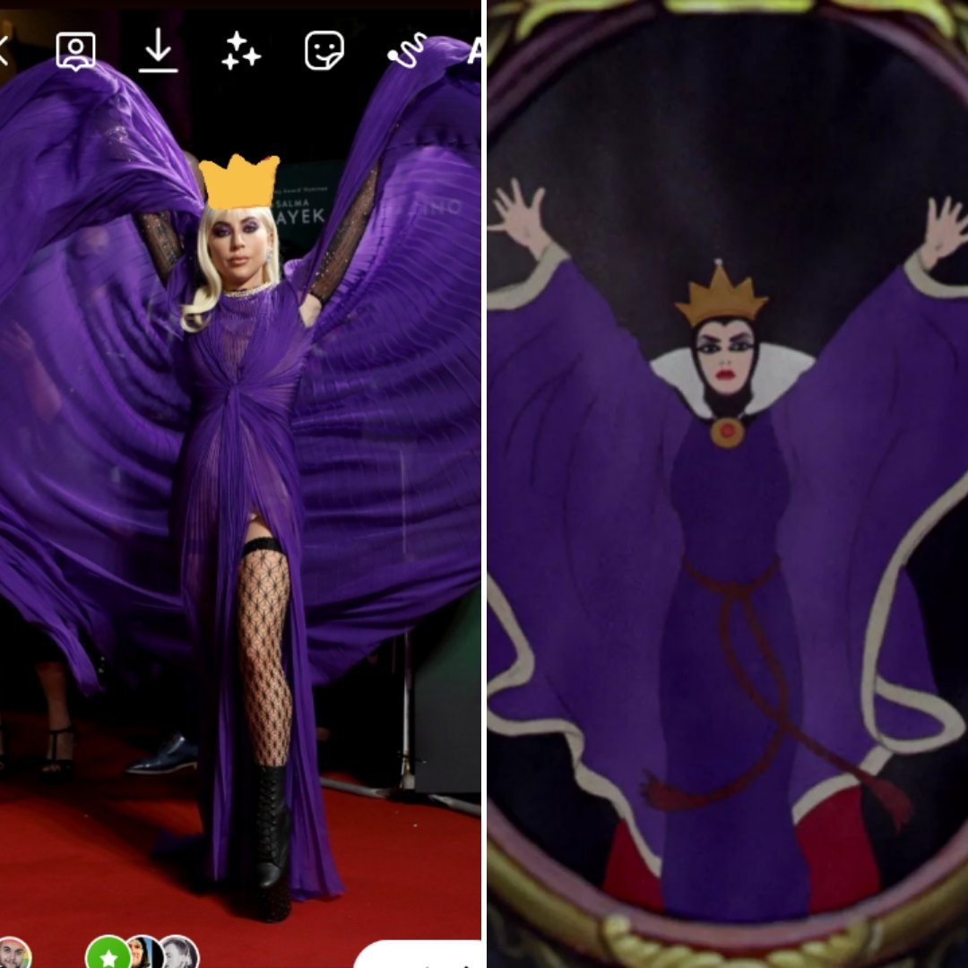 CaptainWardrobe's tweet photo. @gagadaily Mirror mirror in my hand,
Who is fairest in this land? 👑✨ #evilqueen #galgadotwho #queengaga https://t.co/MH5i8cUK1H