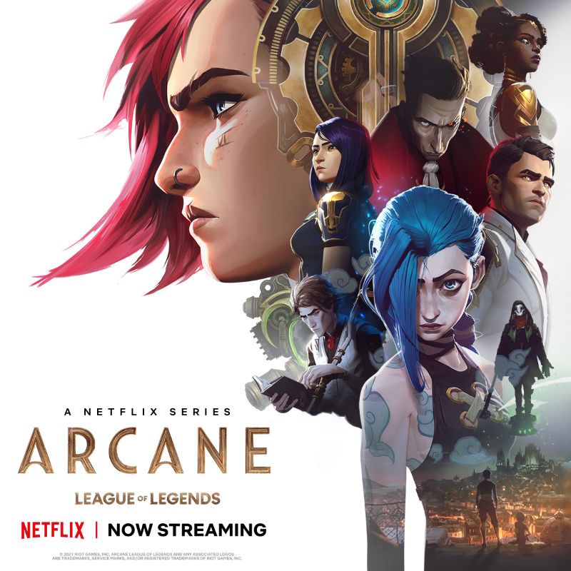 arcaneshow's tweet photo. Catch up on #Arcane, a @LeagueofLegends series, before the epic finale. Episodes 1-6 now streaming on @Netflix.