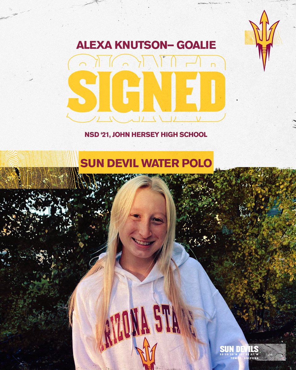 SunDevilWP's tweet photo. Officially official 😈 

Welcome the newest signee, a goalie from Arlington Heights, IL., Alexa Knutson! https://t.co/nGv4uQtoQW