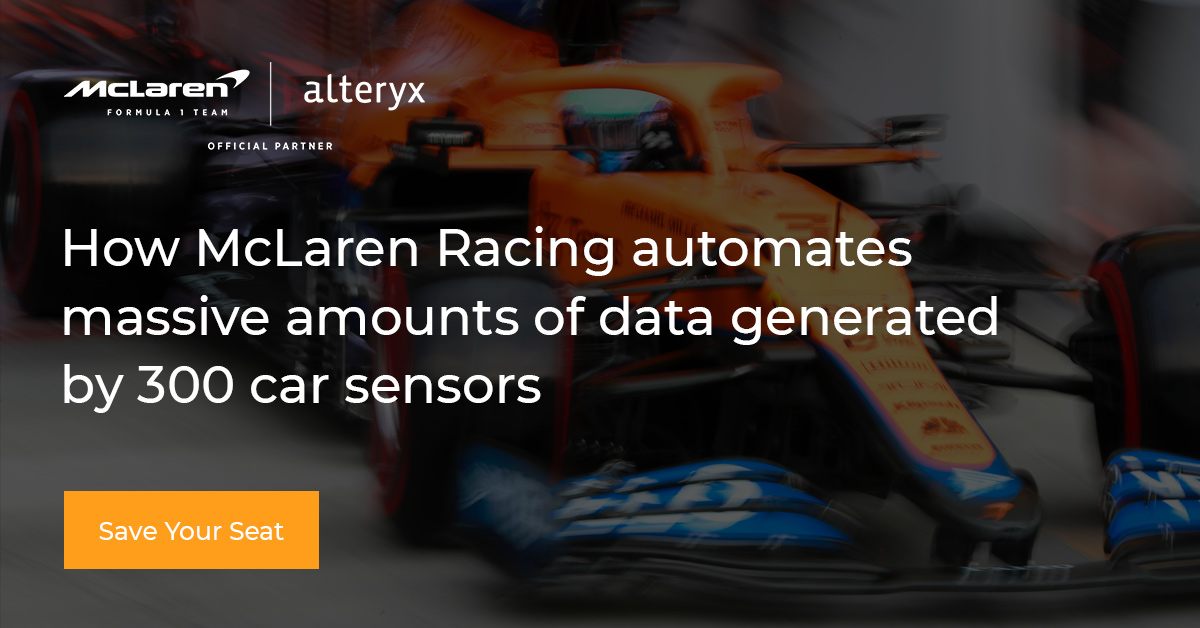 alteryx's tweet image. Over 80,000 components, 300 car sensors and one huge data pool to analyze. See how @McLarenF1 met the new Grand Prix cost cap with speed to spare. Save your seat: ow.ly/MgmK50GFqJl #McLarenAlteryx #AcceleratingAnalytics