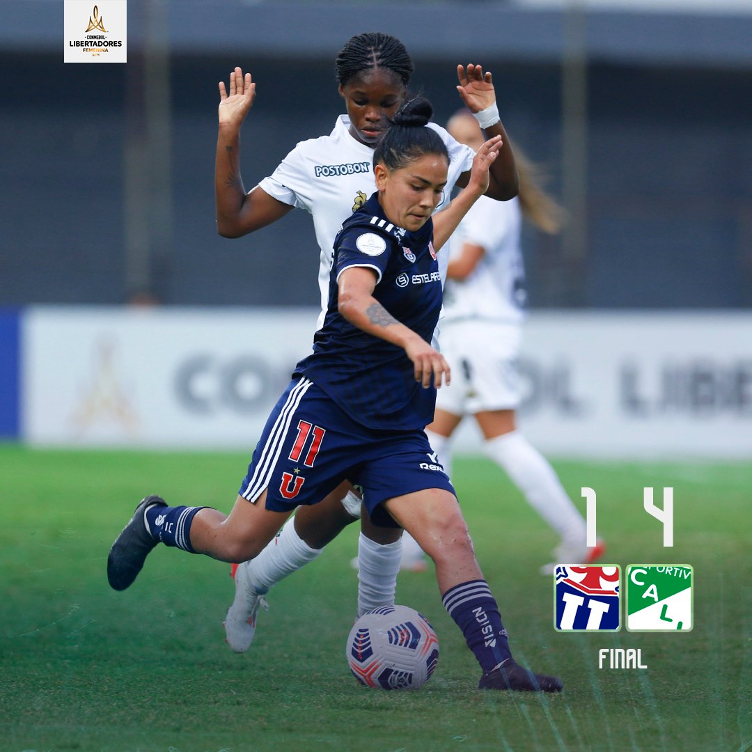 udechilefem's tweet photo. FINAL DEL PARTIDO ⚽️
Con gol de Sonya Keefe, caímos por 1-4 ante Deportivo Cali en el último partido de la Fase de Grupos de la Copa #LibertadoresFEM 🏆

ARRIBA LEONAS! 
#VamosLaU 🤘 https://t.co/iScgMPTpo4