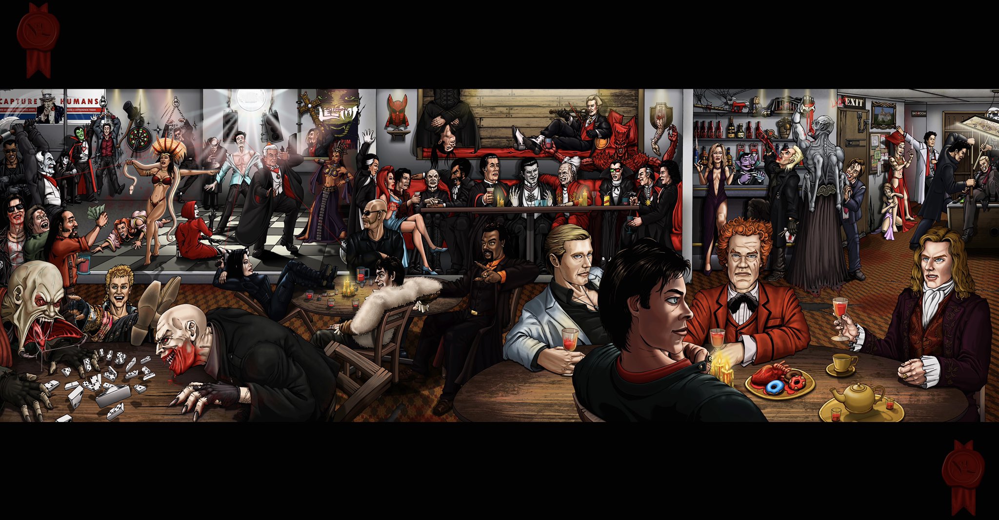 Nigel Lewis The Full Poster Vampire Bar 65 Character Objects From Vampire Movies And Vampire Tv Series Can You Name Them All Vampires Halloween Nclstudios Artistontwitter Fanart Villainous Artistoninstagram Dracula Underworld
