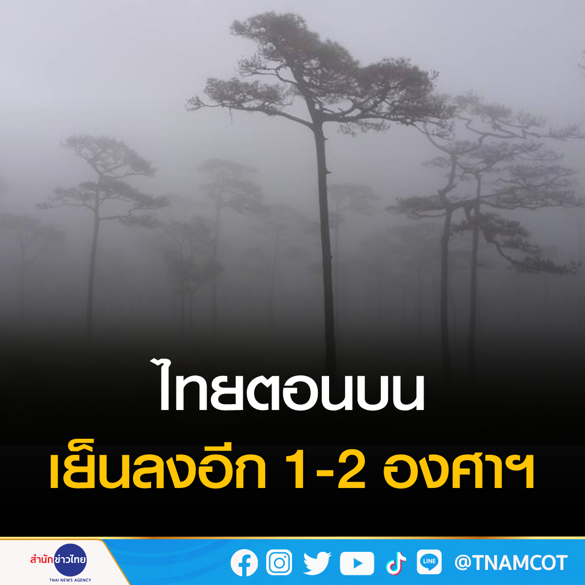 TNAMCOT's tweet photo. กรมอุตุฯ เผยไทยตอนบน #อากาศเย็น อุณหภูมิลดลงอีก 1-2 องศาฯ กับมีลมแรง ขณะที่ภาคใต้มีฝนตกหนักหลายพื้นที่ ทะเลมีคลื่นลมแรงขึ้น https://t.co/x3jnjbLgY2 https://t.co/KJYSUtmkEM