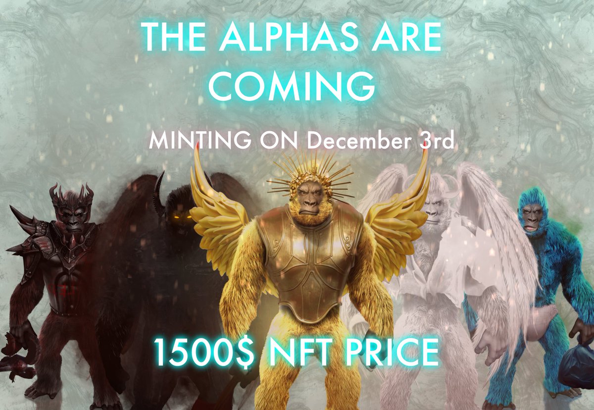 Alpha_Gorillas's tweet photo. 🎉Alpha Gorillas #NFTGiveaway🎉

To celebrate our upcoming launch on December 3rd we're giving away:

🥇1500$ in #NFTs
🥈30 Presale spots (Whitelist)

To enter:
1⃣ Follow @Alpha_Gorillas
2⃣ ❤️+RT this post
3⃣ Join our discord (link in bio)
4⃣ Tag a friend (each comment = 1 entry) https://t.co/TkD2m7siQo