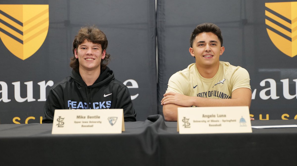 stlbaseball1's tweet photo. Congratulations to Mike Gentile (Upper Iowa) and Angelo Luna (Illinois-Springfield) on signing their NLI this afternoon! #VikingWarriors https://t.co/yqWeUmVjHM