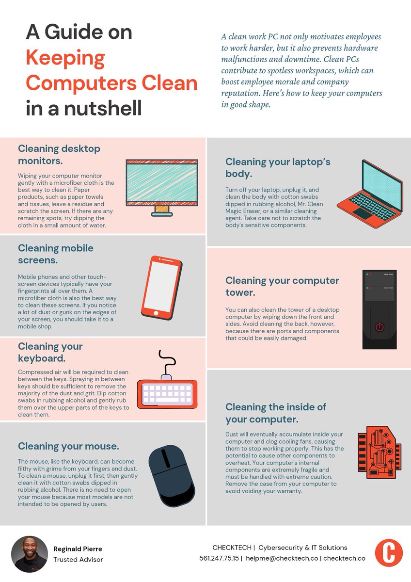 A clean work PC not only motivates employees to work harder, but it also prevents hardware malfunctions and downtime. Clean PCs contribute to spotless workspaces, which can boost employee morale and company reputation.

Here's a guide on how to keep your computers in good shape.
