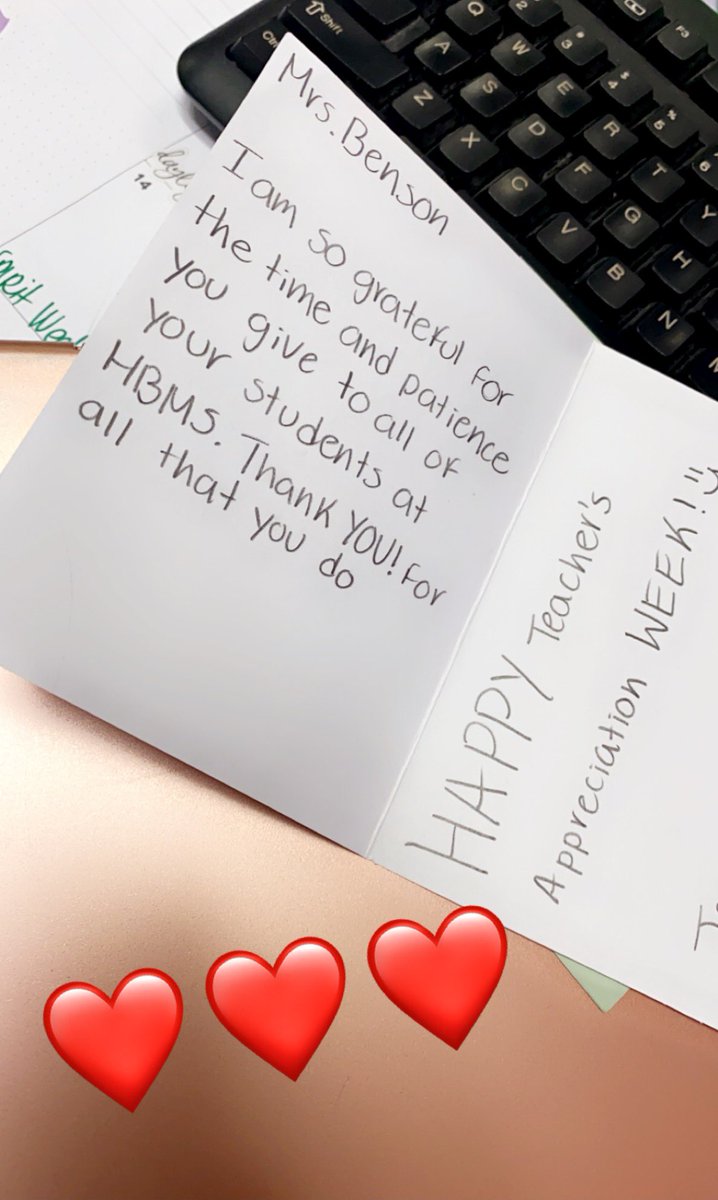 teachlovelearn1's tweet photo. Student Notes Are The Best! My Day Has Been Made! 🤗❤️@HBMS_Warriors @FortBendISD #FBISDThankful https://t.co/a2acCgPYIs