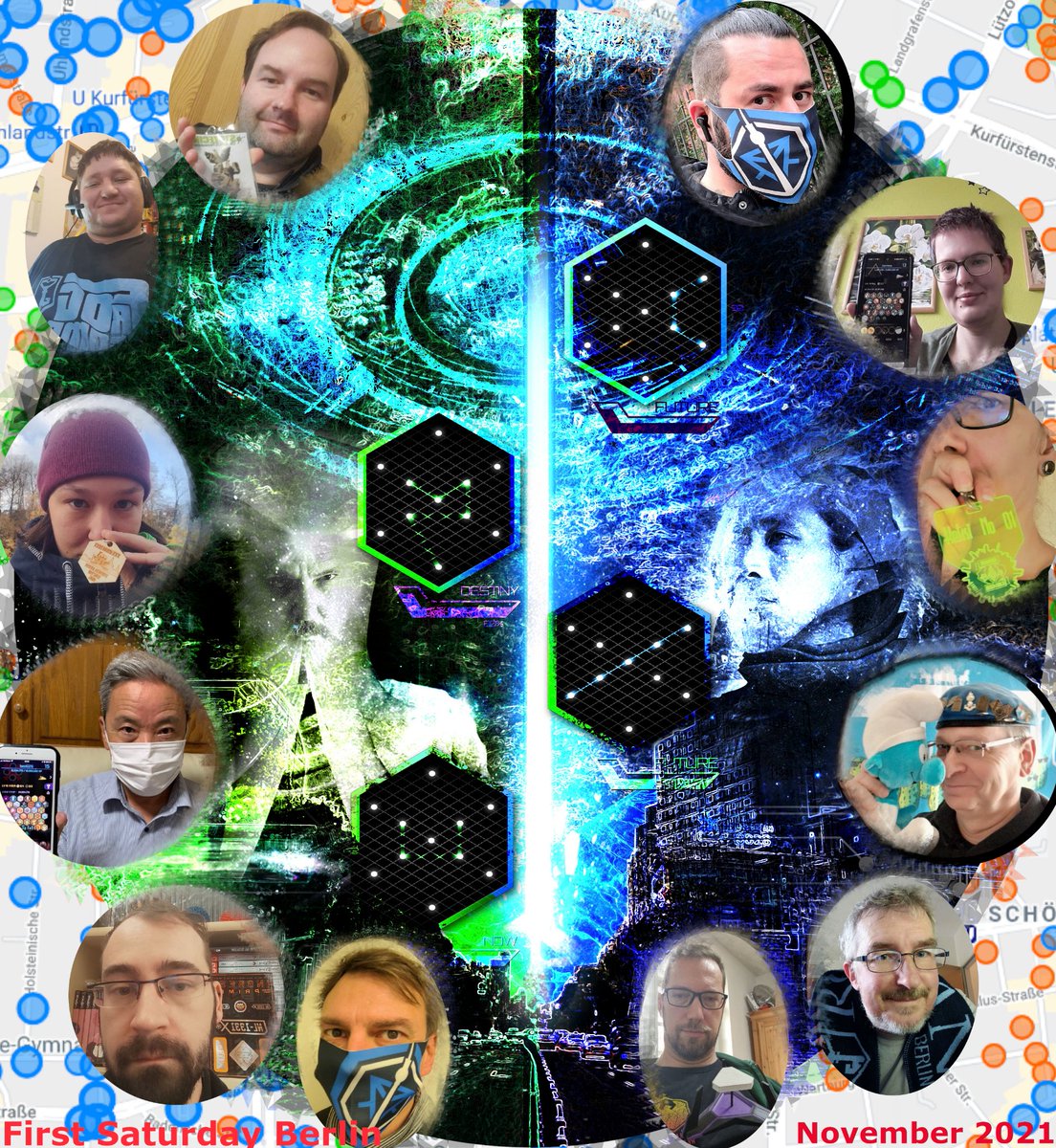 BerlinIngress's tweet photo. This notorious november 6, a group of thirty-eight motivated ingress players went online in Berlin and recharged their beloved portals. Another First Saturday finished! #IngressFS #IngressFSatHome https://t.co/uaKcvRtLxB