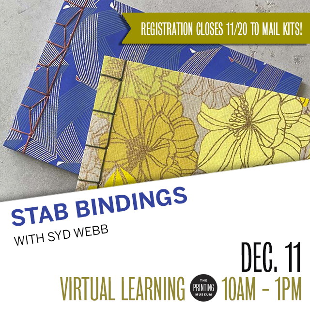PrintingMuseum's tweet image. Sneak peek into December's workshops! Learn new bookbinding techniques. These are work-along classes with kits mailed out prior to workshop date, so sign-up in advance to participate. Register and details: ow.ly/qr6750GKVIf

#bookarts #bookbindingworkshop
