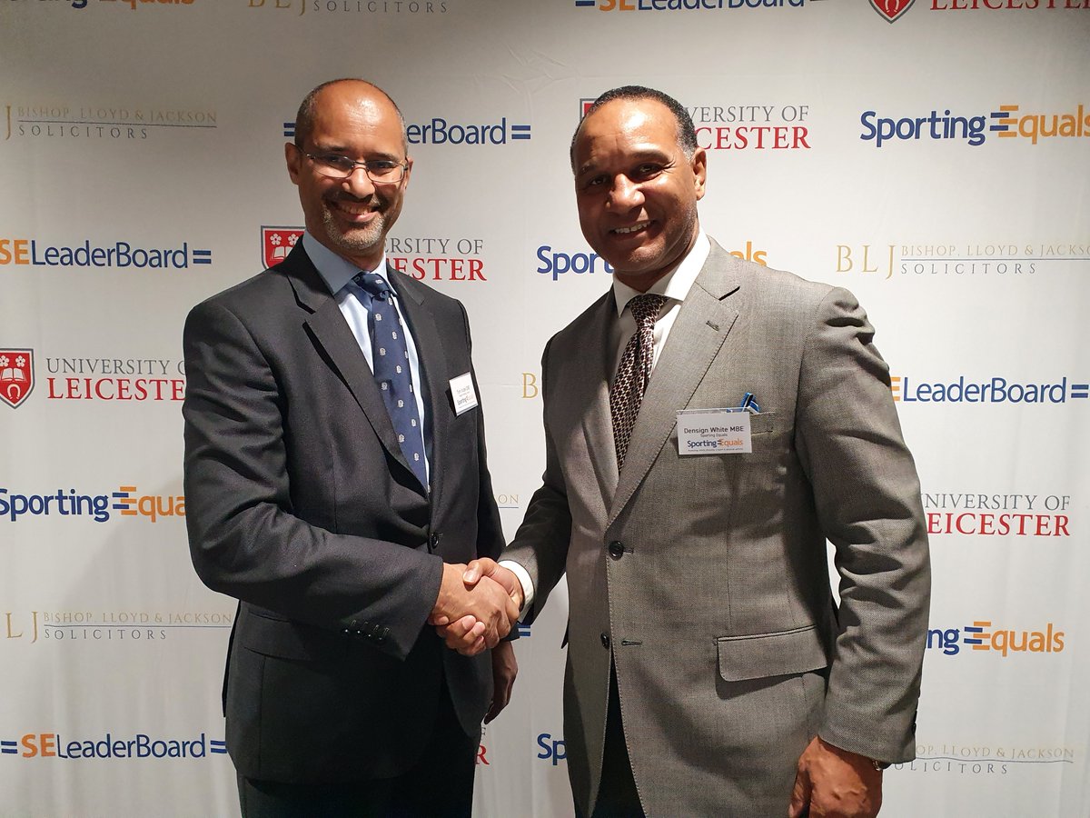 A real honour to meet <a href="/densign_white/">Densign White MBE</a> at <a href="/SportingEquals/">Sporting Equals</a> Academy dinner held <a href="/LeicesterTigers/">Leicester Tigers</a> wonderful stadium. Densign was the first black Chair of an English sports governing body (Judo) and competed at 3 Olympics. For a moment I considered trying my Tai Chi moves on him...