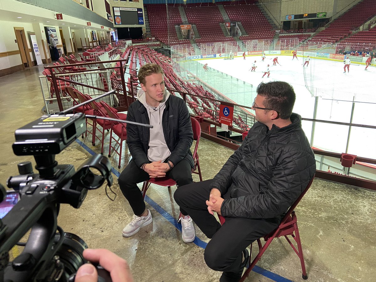 DU_Hockey's tweet image. A familiar face stopped by the rink today for an interview. 👋 @loganoconnor22 

Ok, 2 familiar faces... @ConorMcGahey.