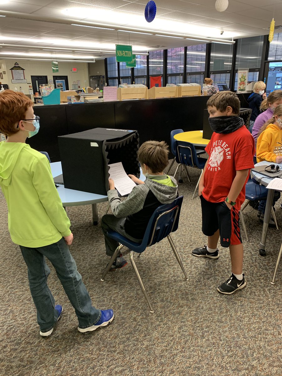 Thomas_4thGrade's tweet photo. Learning to 🎤 Podcast using @WeVideo. They loved it and are requesting to do more soon. 💙💛 @wispekin #d108ourlearning https://t.co/cSuEXsJT1t