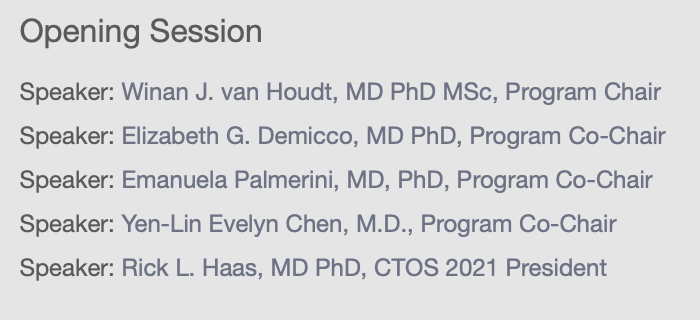 JTrentMDPhD's tweet photo. Looking forward to learning from my colleagues presenting @CTOS #CTOS21 in just a few hours. #sarcoma

Thursday, November 11, 2021 9am EST https://t.co/NrwaVphowK