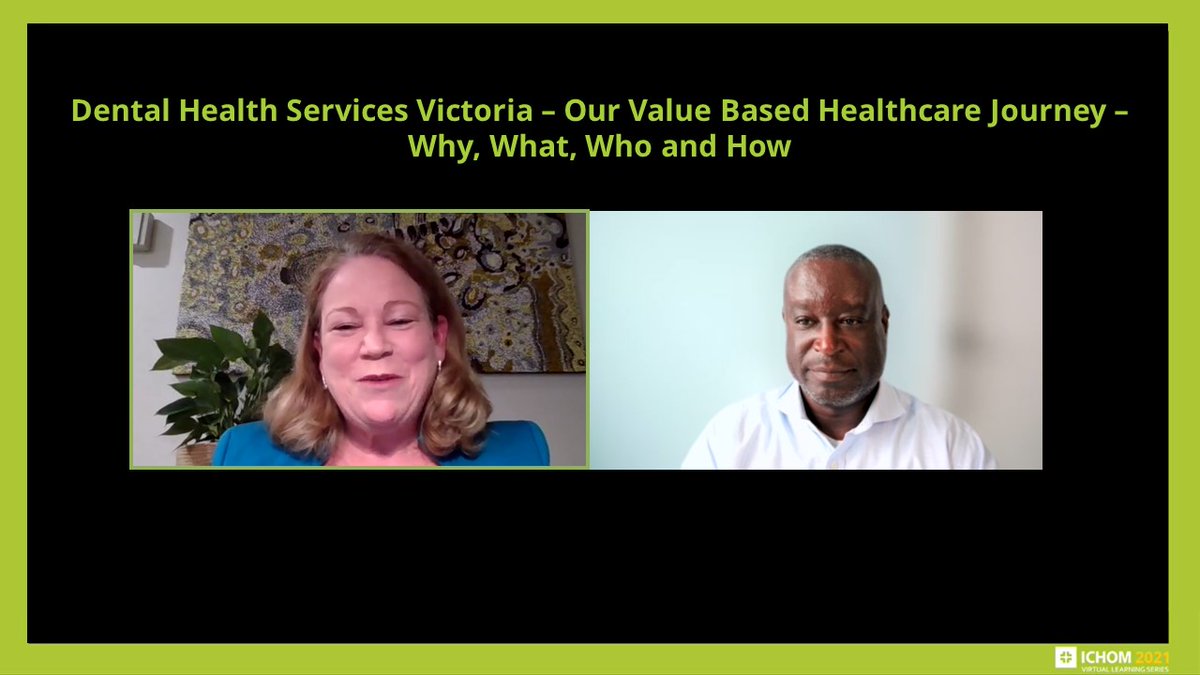ICHOM_ORG's tweet photo. An interesting discussion with Susan McKee Chief Executive Officer, Dental Health Service Victoria, about Dental Health Services Victoria – Our Value Based Healthcare Journey – Why, What, Who and How at our ICHOM Global Virtual Congress 2021.#ichomcongress2021 #ICHOMVLS https://t.co/NPNZzaZxIM