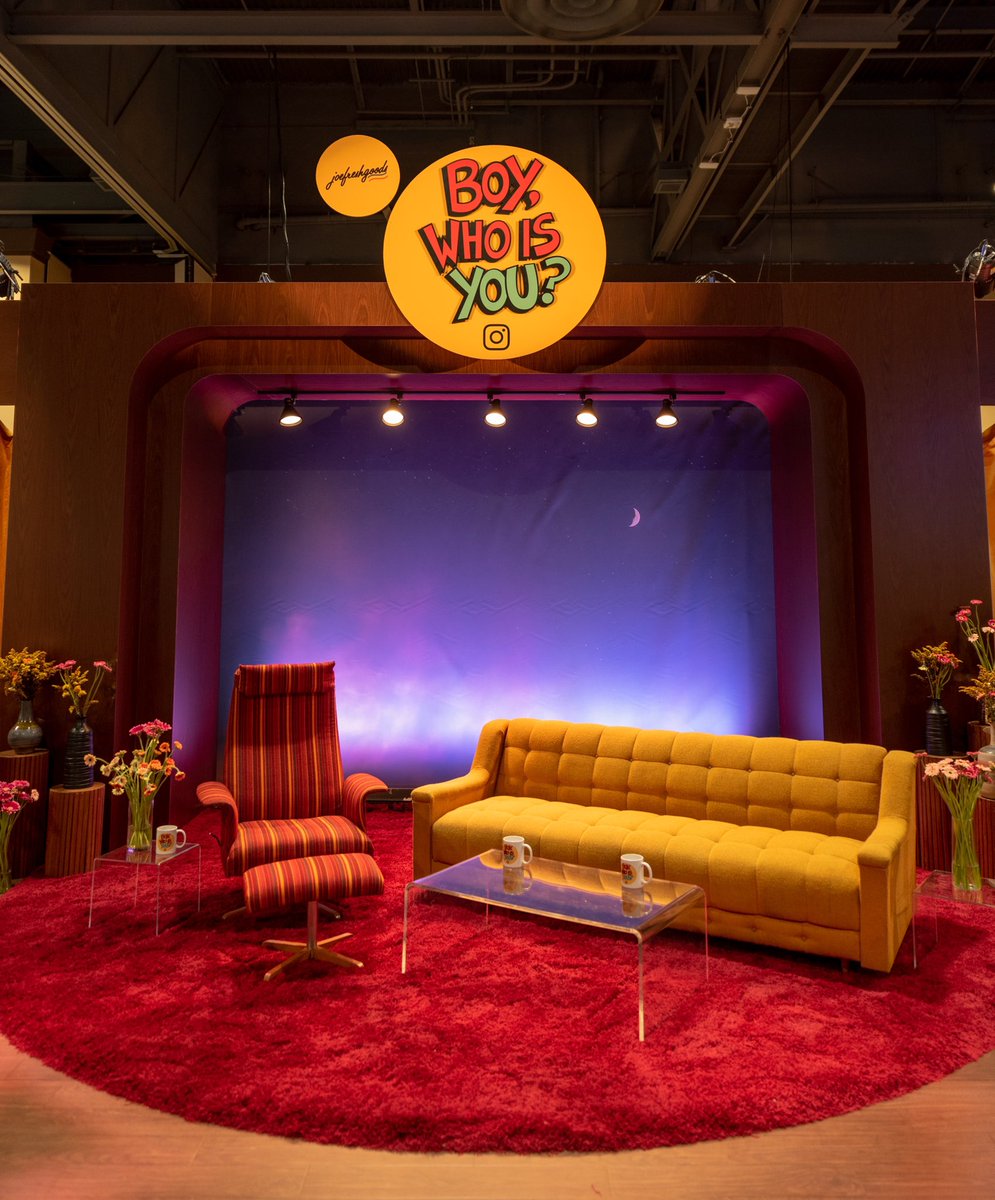 JoeFreshgoods's tweet photo. told @instagram I wanted something like a talk show but also a museum of my work in the back, they said yes. “boy, who is you” we did that. https://t.co/94cbbR3wXu