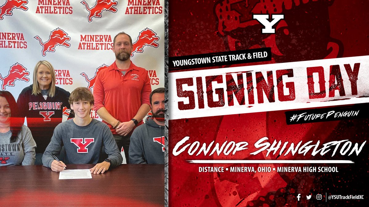 YSUTrackFieldXC's tweet photo. SIGNED 🖊️

Join us in welcoming Connor Shingleton (@c_shingletonn) to the Track &amp; Field/Cross Country family! 

Connor comes to YSU from Minerva, Ohio, and will be joining the distance program!

#GoGuins🐧 // #FlyWithTheY🤘 https://t.co/mdQxkHl08z