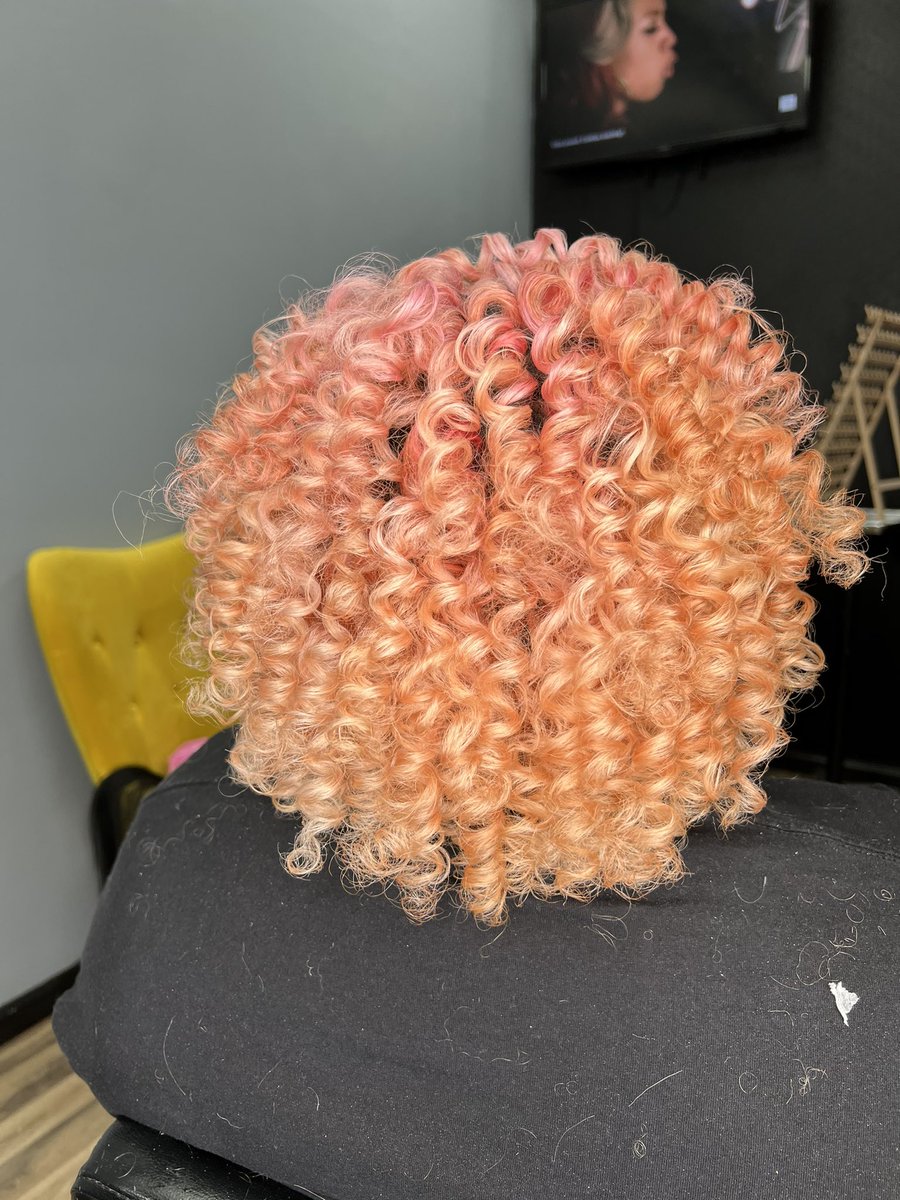 Perm rods on my favorite pink haired client.