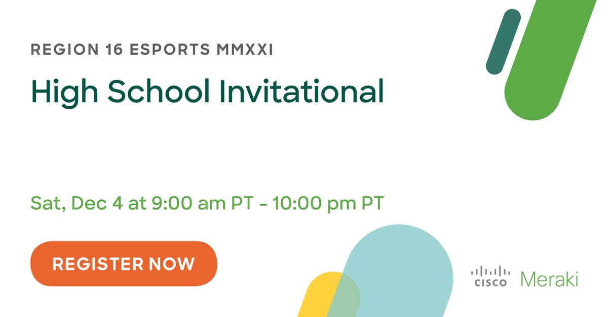 meraki's tweet photo. When it's gaming time, we know your greatest teammate is your #WiFi network. That’s why #CiscoMeraki is proud to partner with @Region16ESC on their first regional Esports Invitational. Learn more about this amazing experience here: https://t.co/SH2zK0al8l #r16esports https://t.co/sAm6Ww83QH