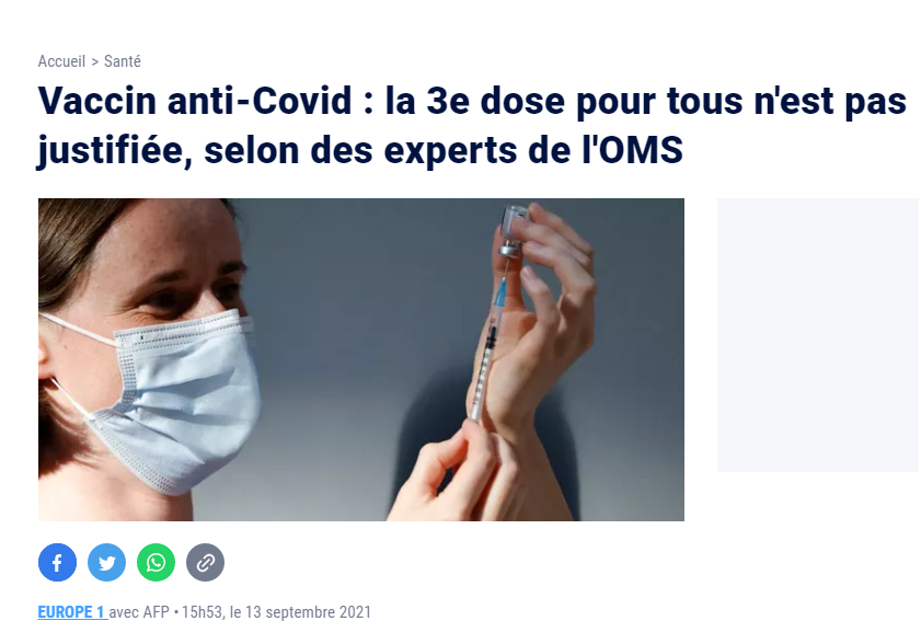 Guy_Fawkes_News's tweet photo. A quoi donc sert cette troisième dose à part à augmenter les profits des labos? Même l'OMS est contre, c'est dire. Constat identique en Belgique. Les français sont les dindons de la farce. https://t.co/Ngjb6HjCCJ