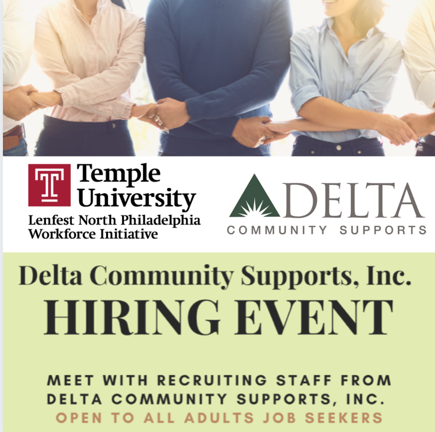 TempleLNPWI's tweet photo. Looking for a career in human services? Don't miss our next Employee Hiring Event featuring Delta Community Supports @DELTASUPPORTS This THURSDAY, make sure to register : https://t.co/u3fsbrq7WT https://t.co/HmelK1XPvT