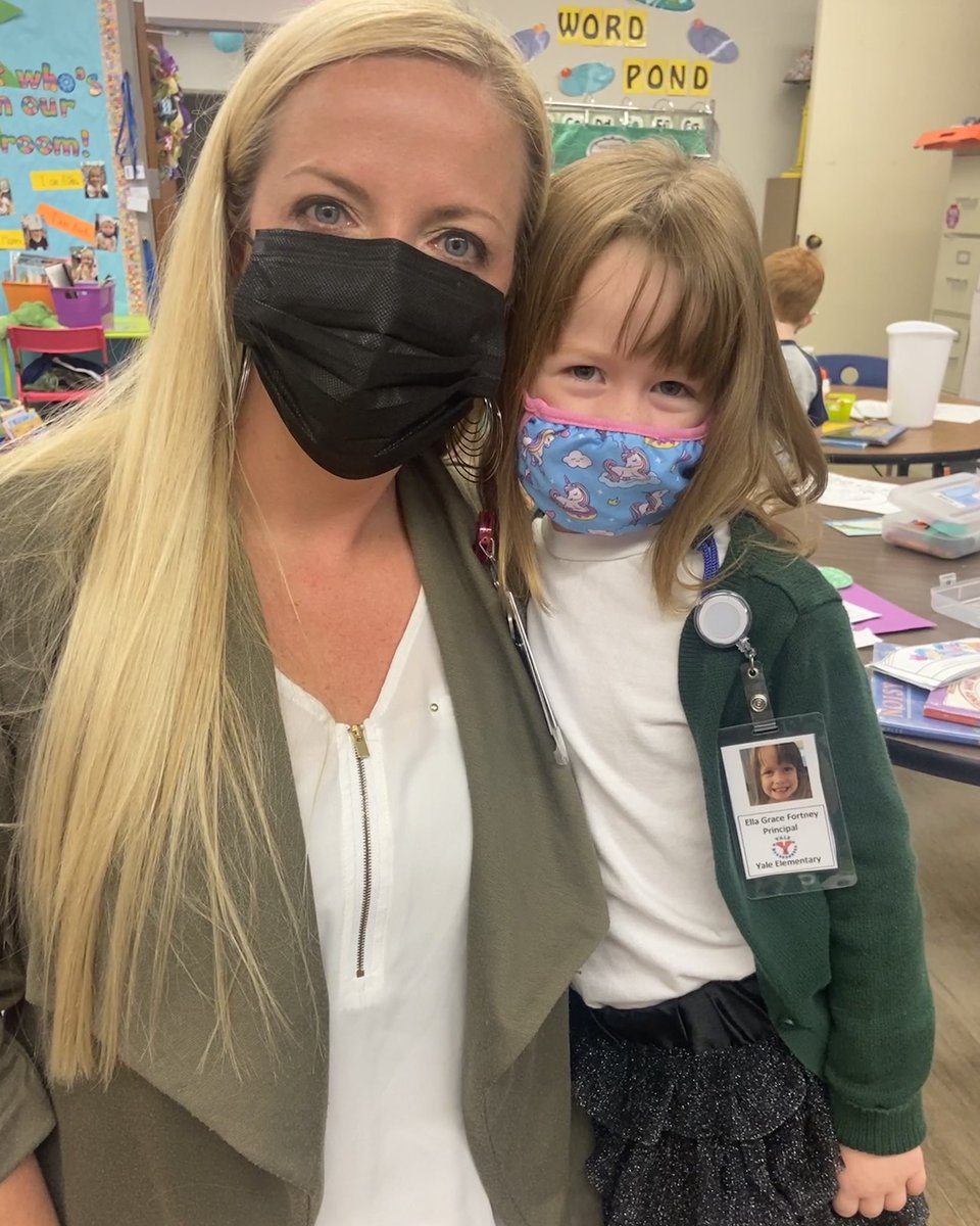 STEM week: When a precious kinder friend says she wants to be like you when she grows up, you give her the full principal experience. Meet future principal, Miss Ella Grace! She is going to change the world! #risdpoweroflove #RISDSTEMweek21 <a href="/yaleroadrunners/">Yale Elementary</a> <a href="/RISD_STEM4All/">RISD_STEM4All</a>