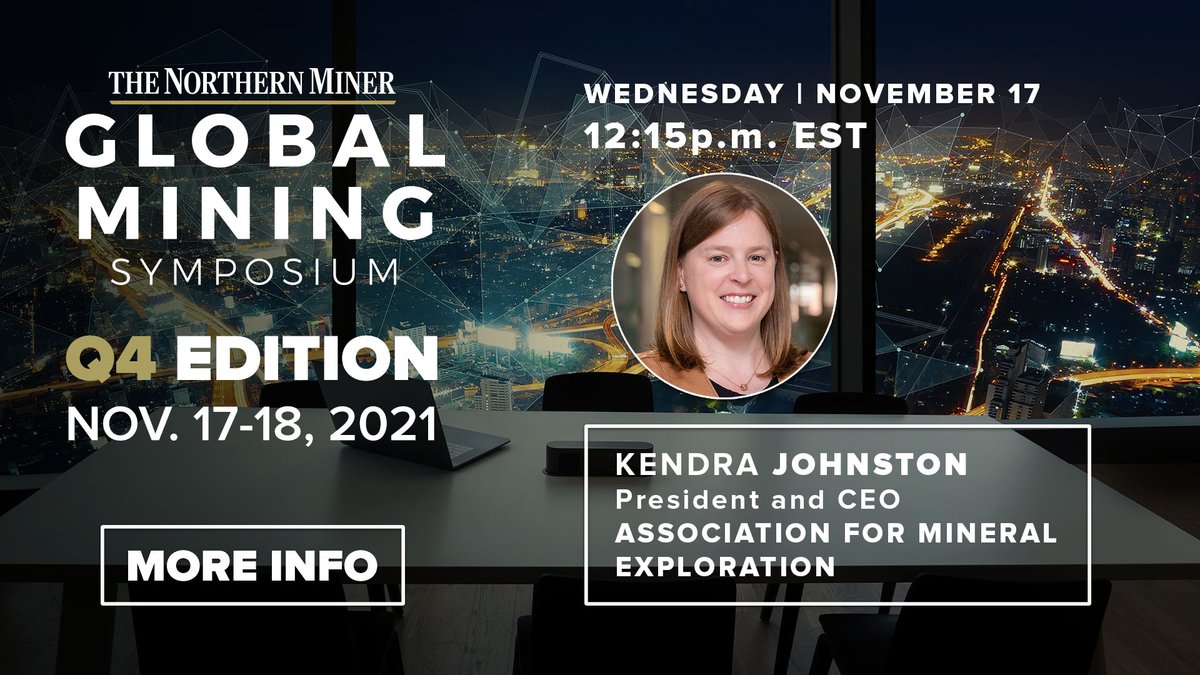 AME Roundup (@ameroundup) on Twitter photo 📣 One week until The <a href="/NorthernMiner/">The Northern Miner</a>’s Global Mining Symposium! Tune in to hear from <a href="/AME_BC/">AME</a> President and CEO Kendra Johnston (<a href="/KendraROC/">Kendra Johnston</a>) on the state of #exploration and the latest news on #AMERoundup2022 📲💻events.northernminer.com/q4-gms-2021/ #GMS2021 📣 One week until The <a href="/NorthernMiner/">The Northern Miner</a>’s Global Mining Symposium! Tune in to hear from <a href="/AME_BC/">AME</a> President and CEO Kendra Johnston (<a href="/KendraROC/">Kendra Johnston</a>) on the state of #exploration and the latest news on #AMERoundup2022 📲💻events.northernminer.com/q4-gms-2021/ #GMS2021