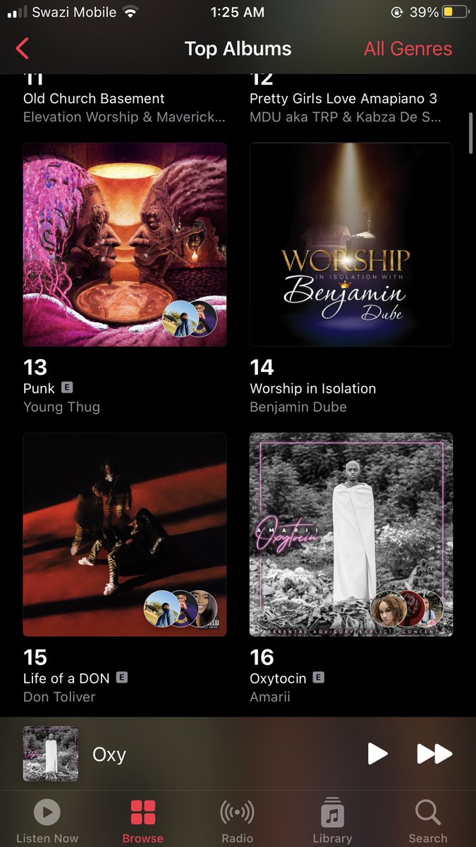 amarii_wav's tweet photo. Apple Music Eswatini Top Album Charts Right Now! #AmariiOxytocin https://t.co/8W4R3ngc0X